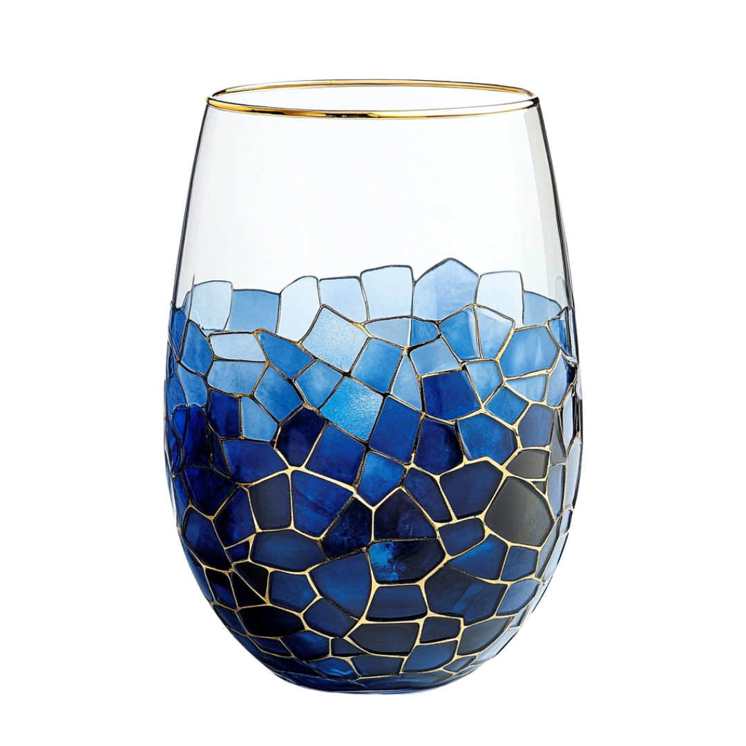 ‘Ocean Mosaic’ Stemless Wine Glass