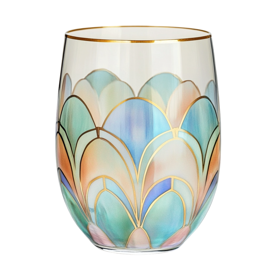 ‘Pastel Waves’ Stemless Wine Glass