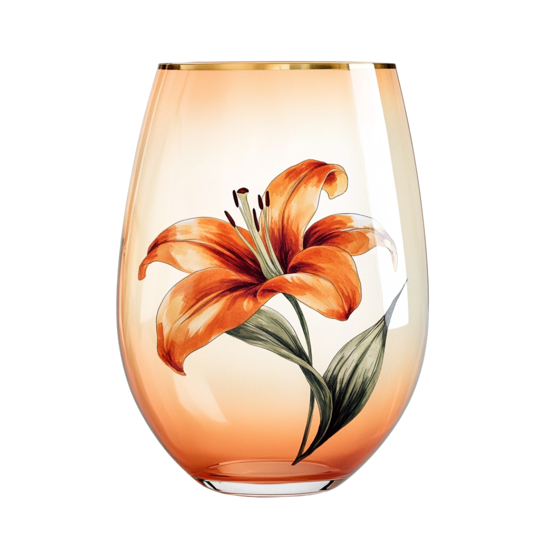 ‘Amber Lily’ Stemless Wine Glass