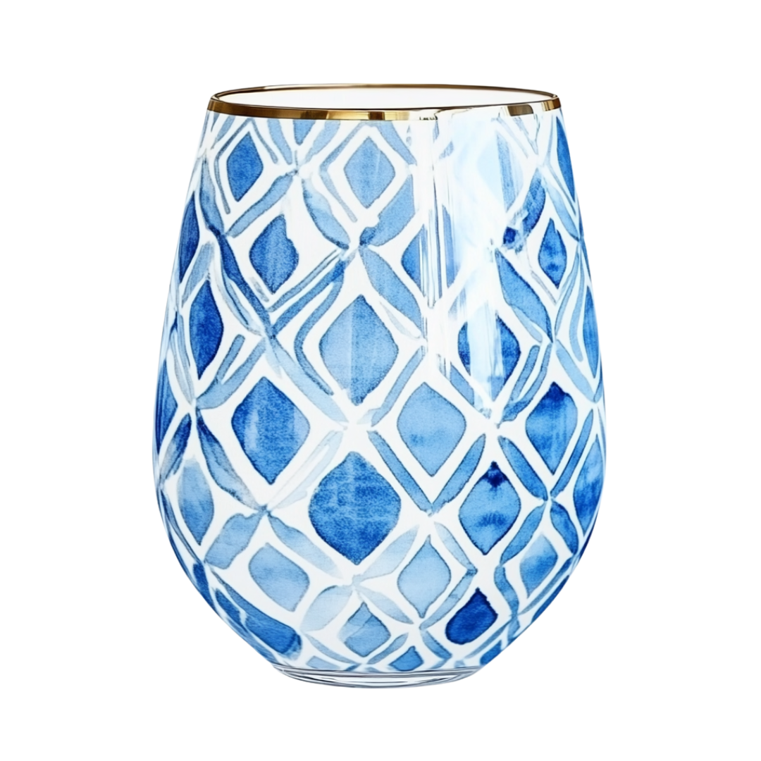 ‘Azure Reflections’ Stemless Wine Glass