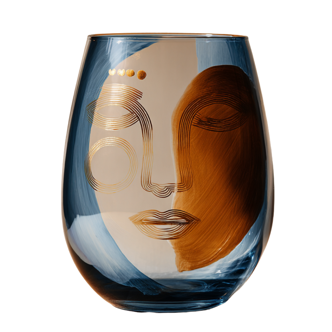 'Dreaming Faces' Stemless Wine Glasses