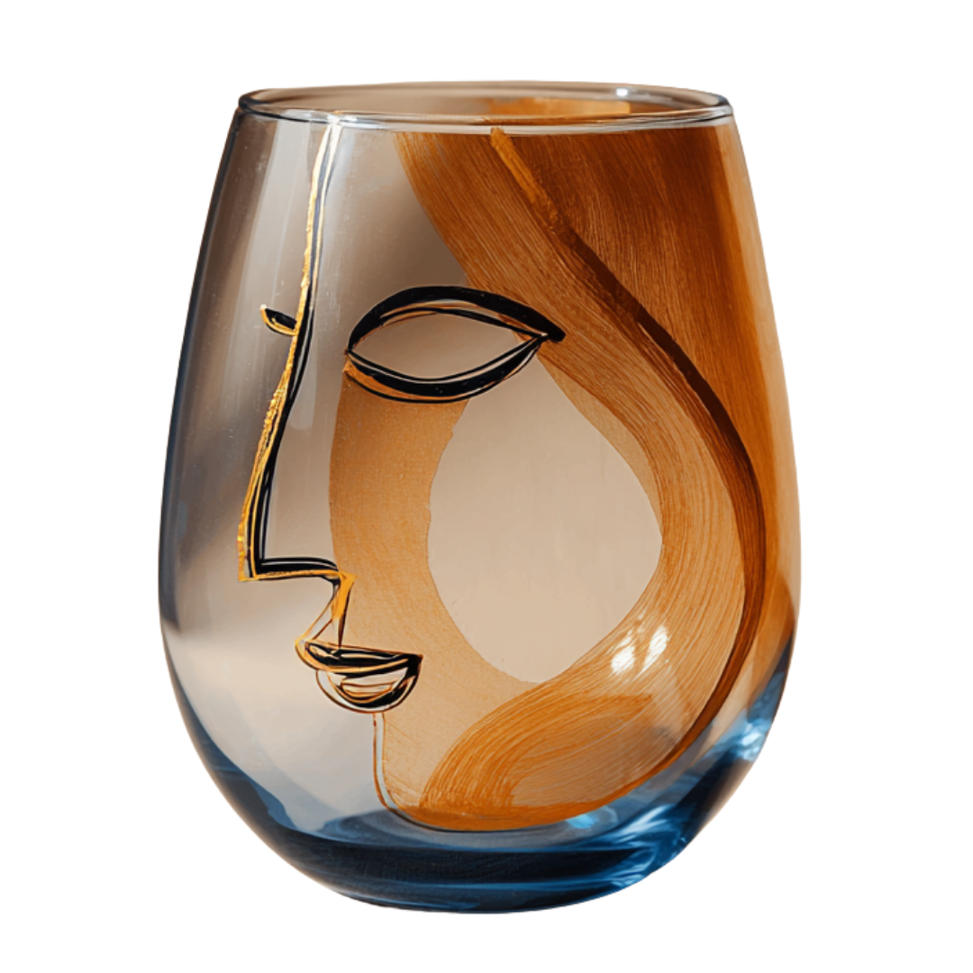 'Dreaming Faces' Stemless Wine Glasses