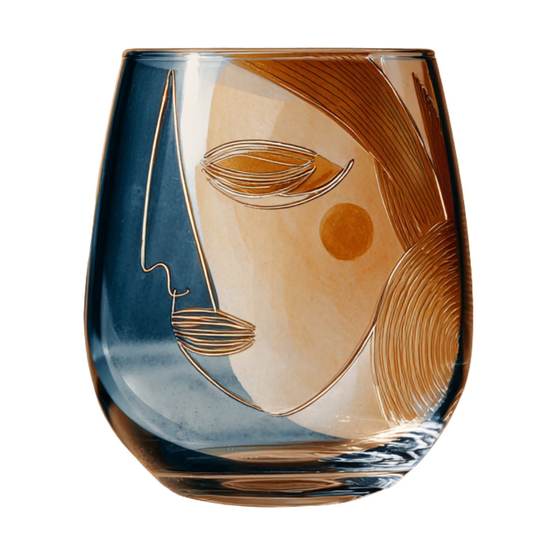 'Dreaming Faces' Stemless Wine Glasses