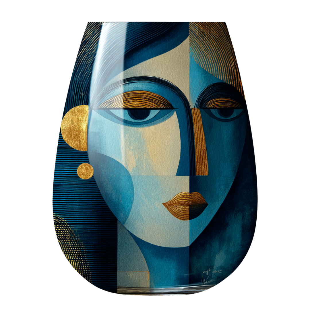 'Dreaming Faces' Stemless Wine Glasses