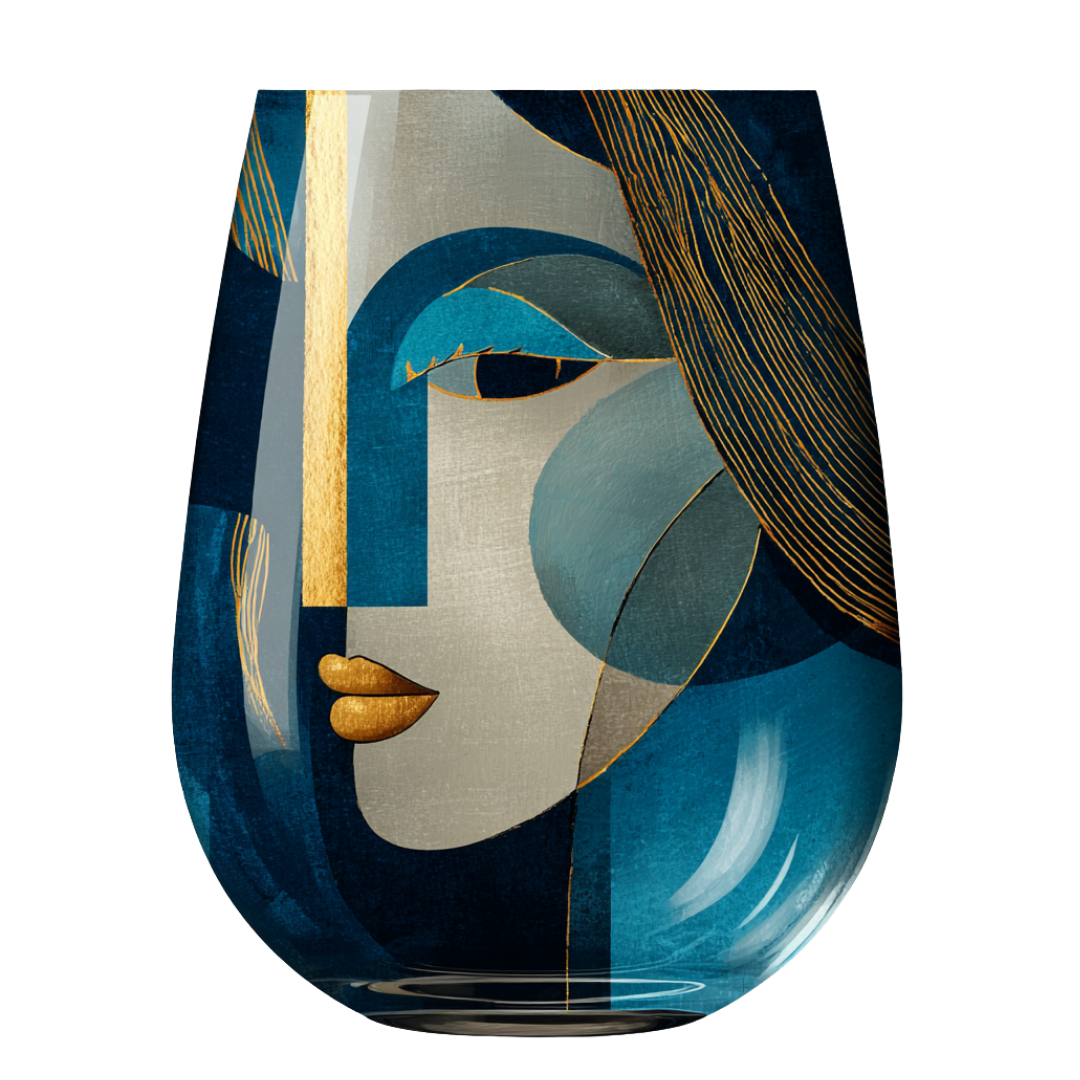 'Dreaming Faces' Stemless Wine Glasses