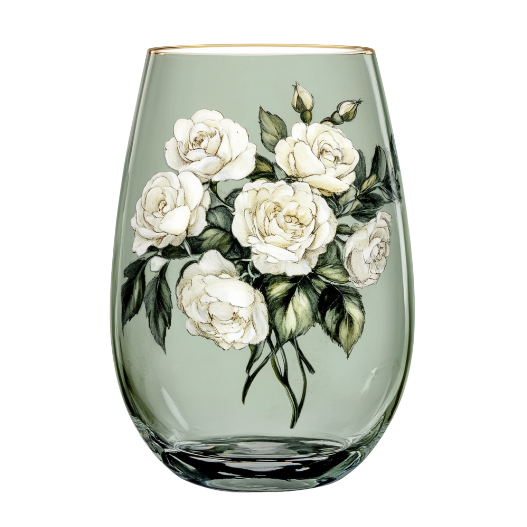 ‘Eternal Roses’ Stemless Wine Glass