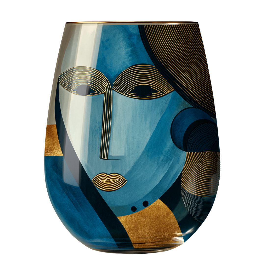 'Dreaming Faces' Stemless Wine Glasses