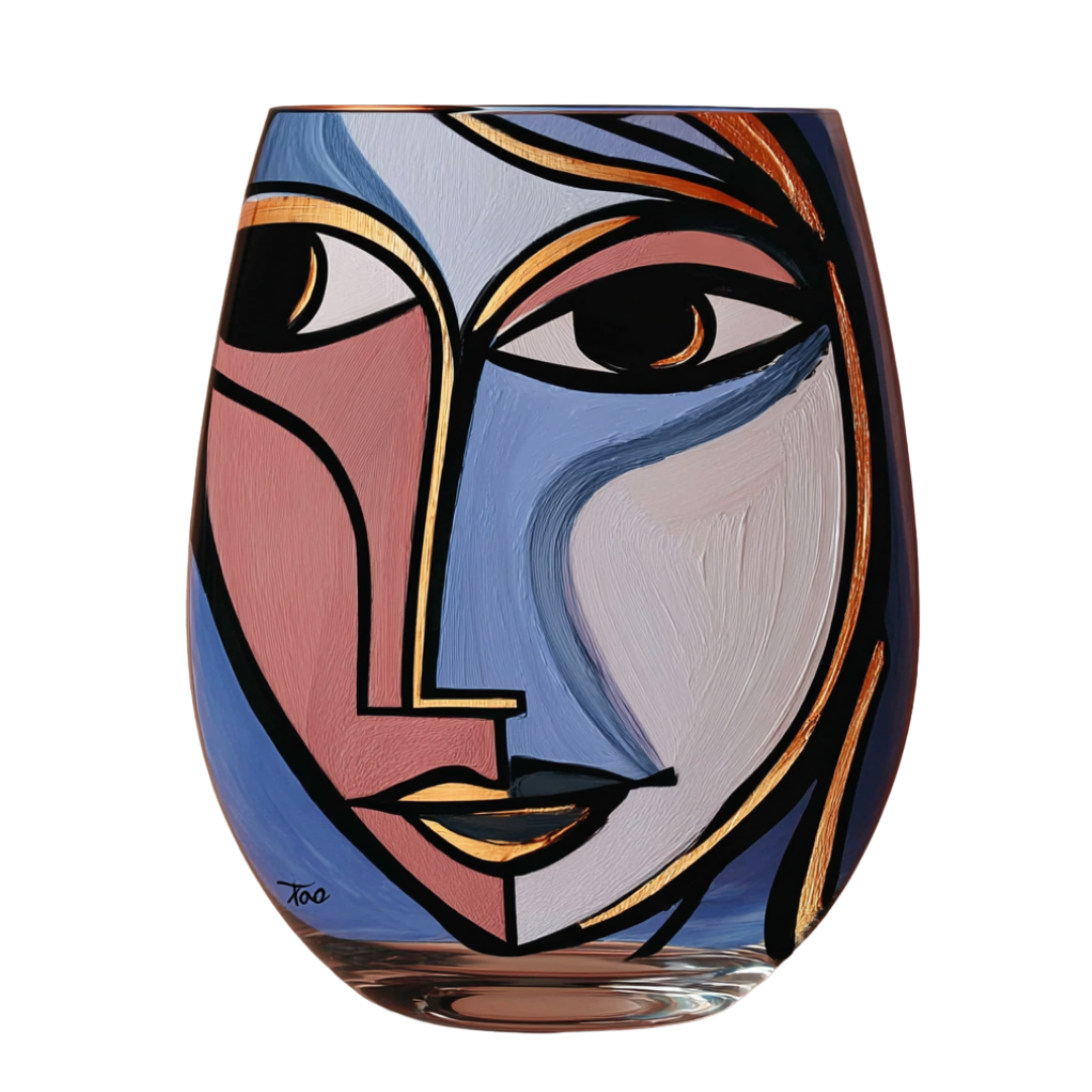 'Dreaming Faces' Stemless Wine Glasses