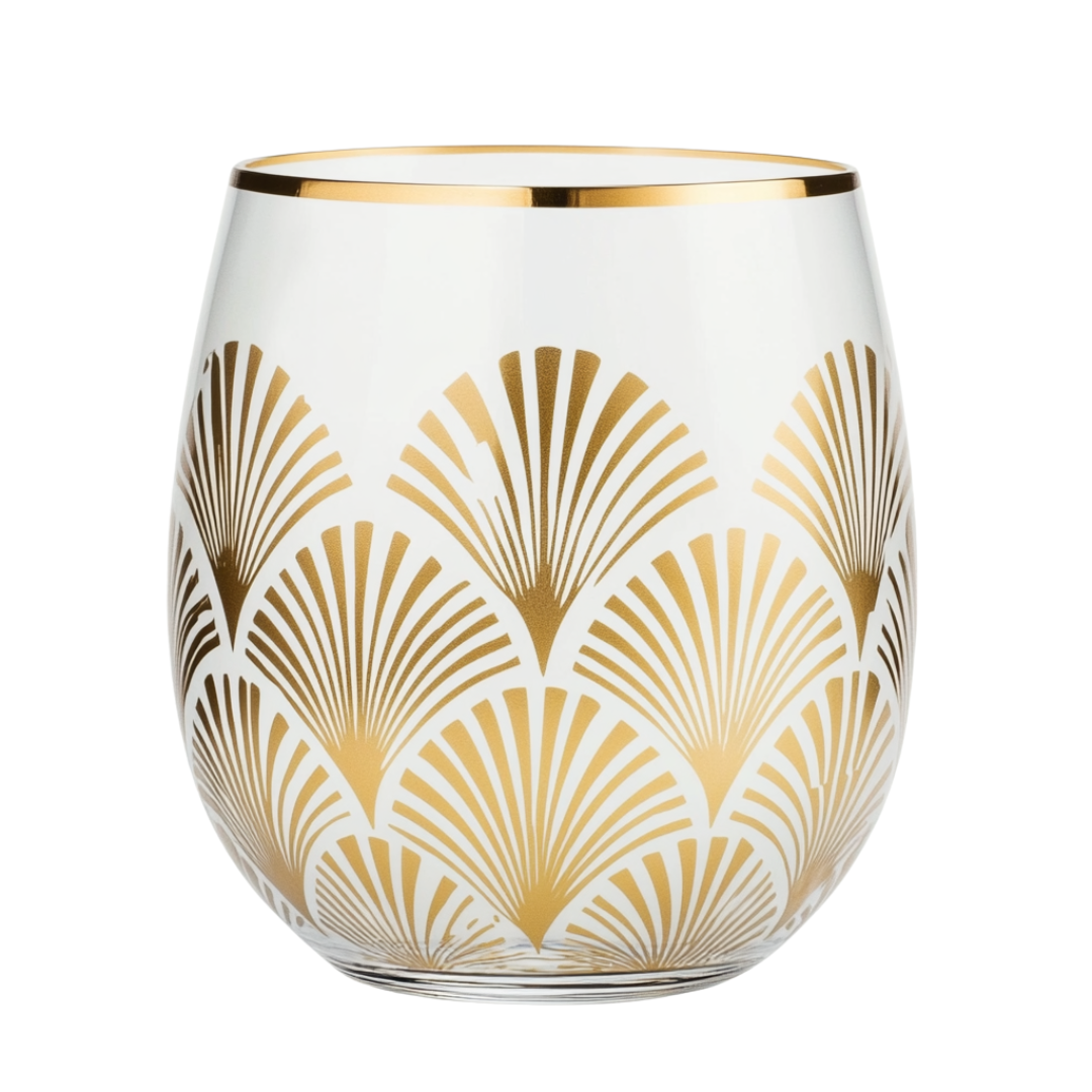 ‘Art Deco Glow’ Stemless Wine Glass