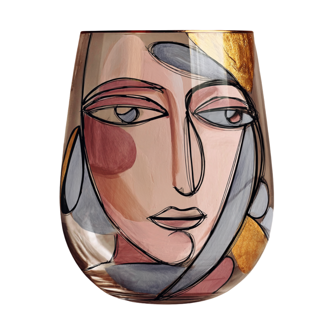 'Dreaming Faces' Stemless Wine Glasses