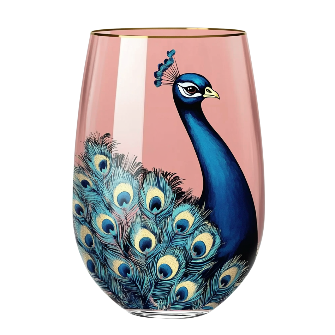 ‘Majestic Plumage’ Stemless Wine Glass