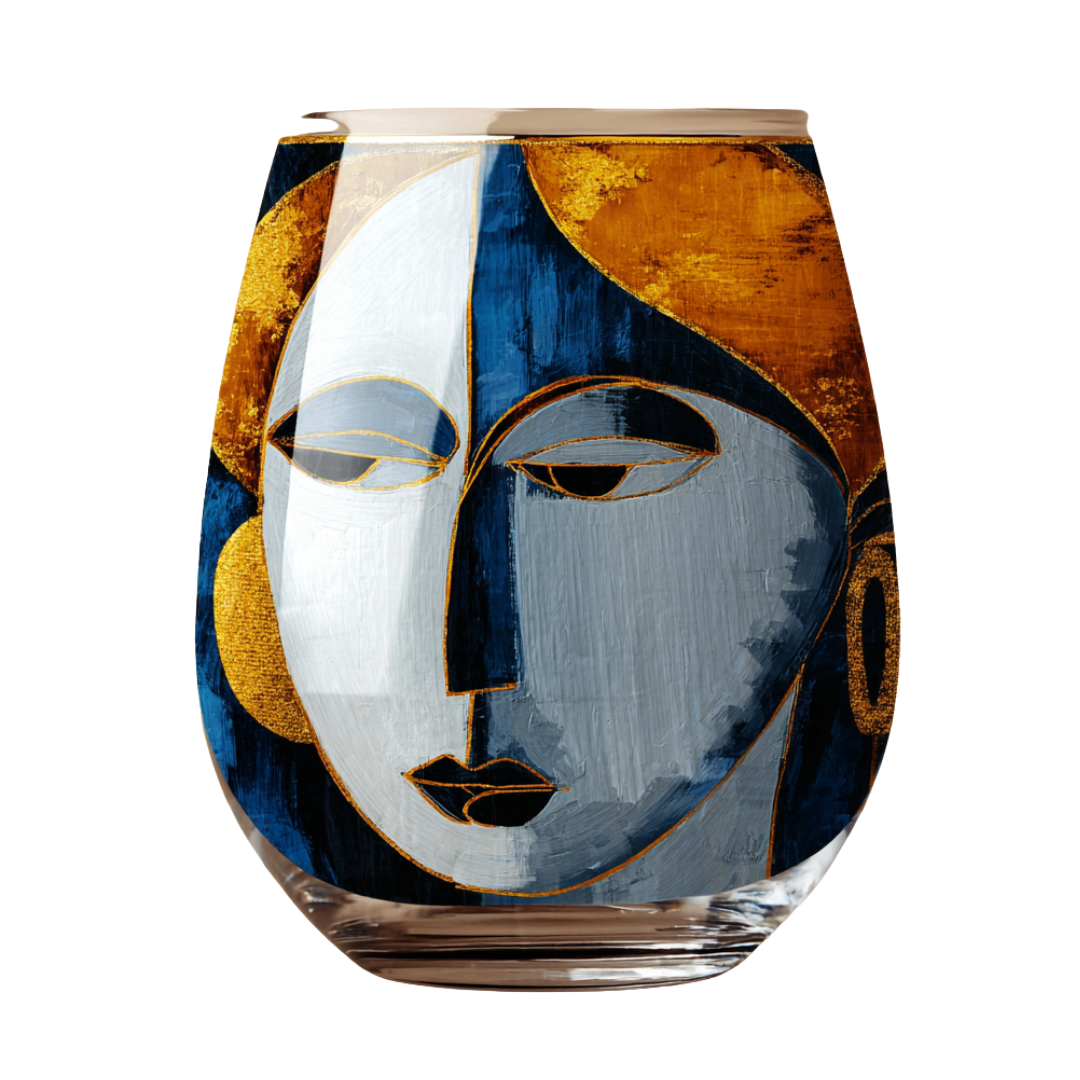 'Dreaming Faces' Stemless Wine Glasses