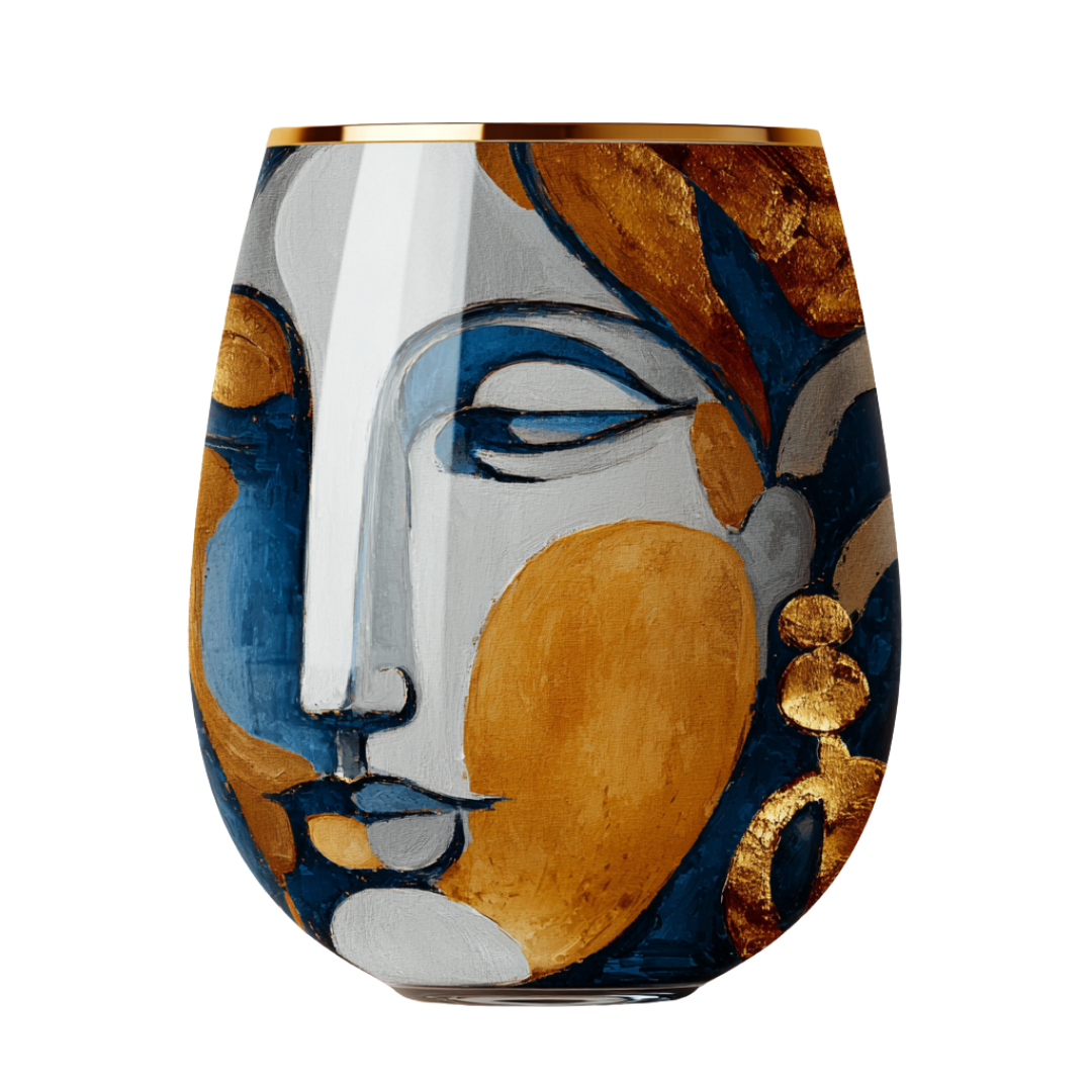 'Dreaming Faces' Stemless Wine Glasses