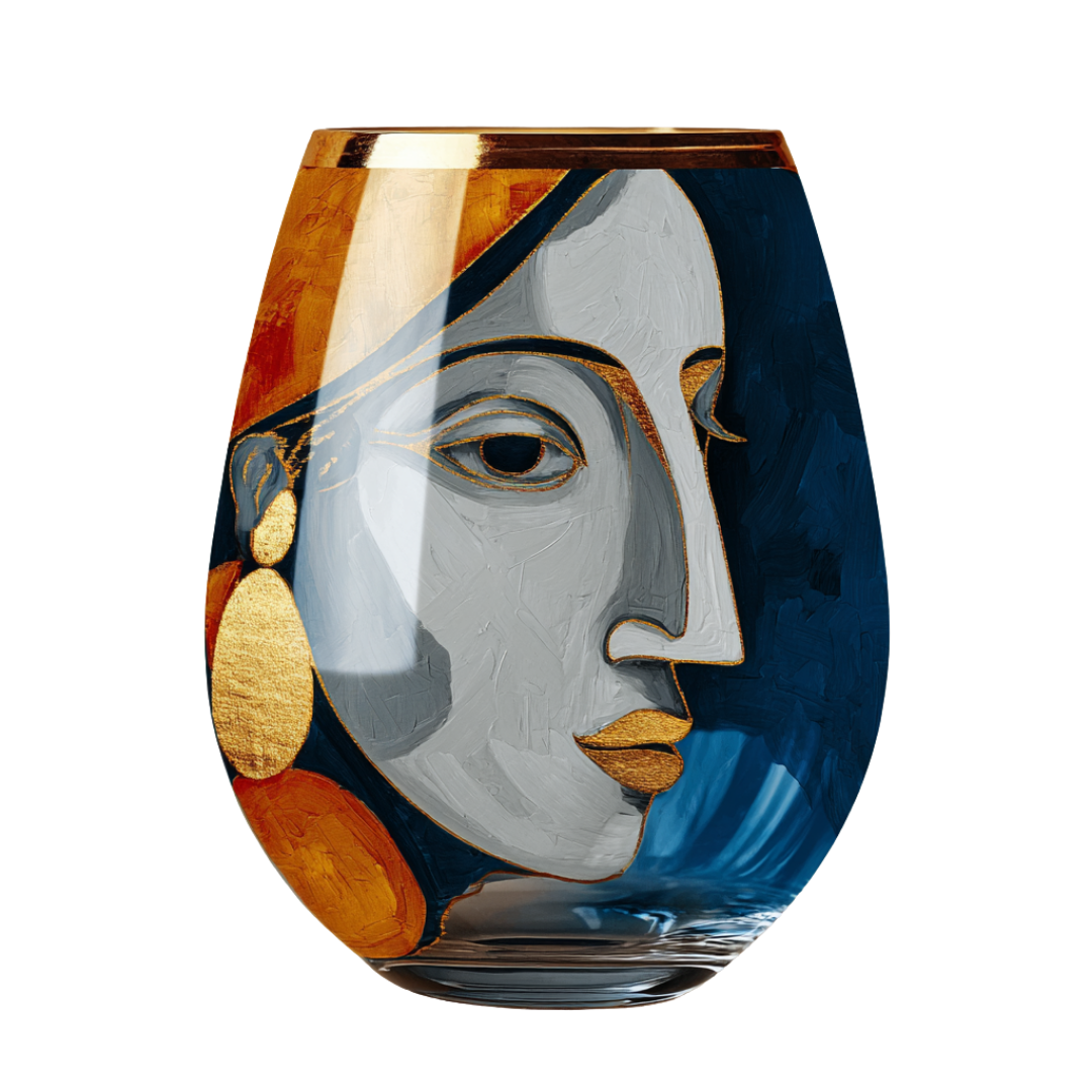 'Dreaming Faces' Stemless Wine Glasses