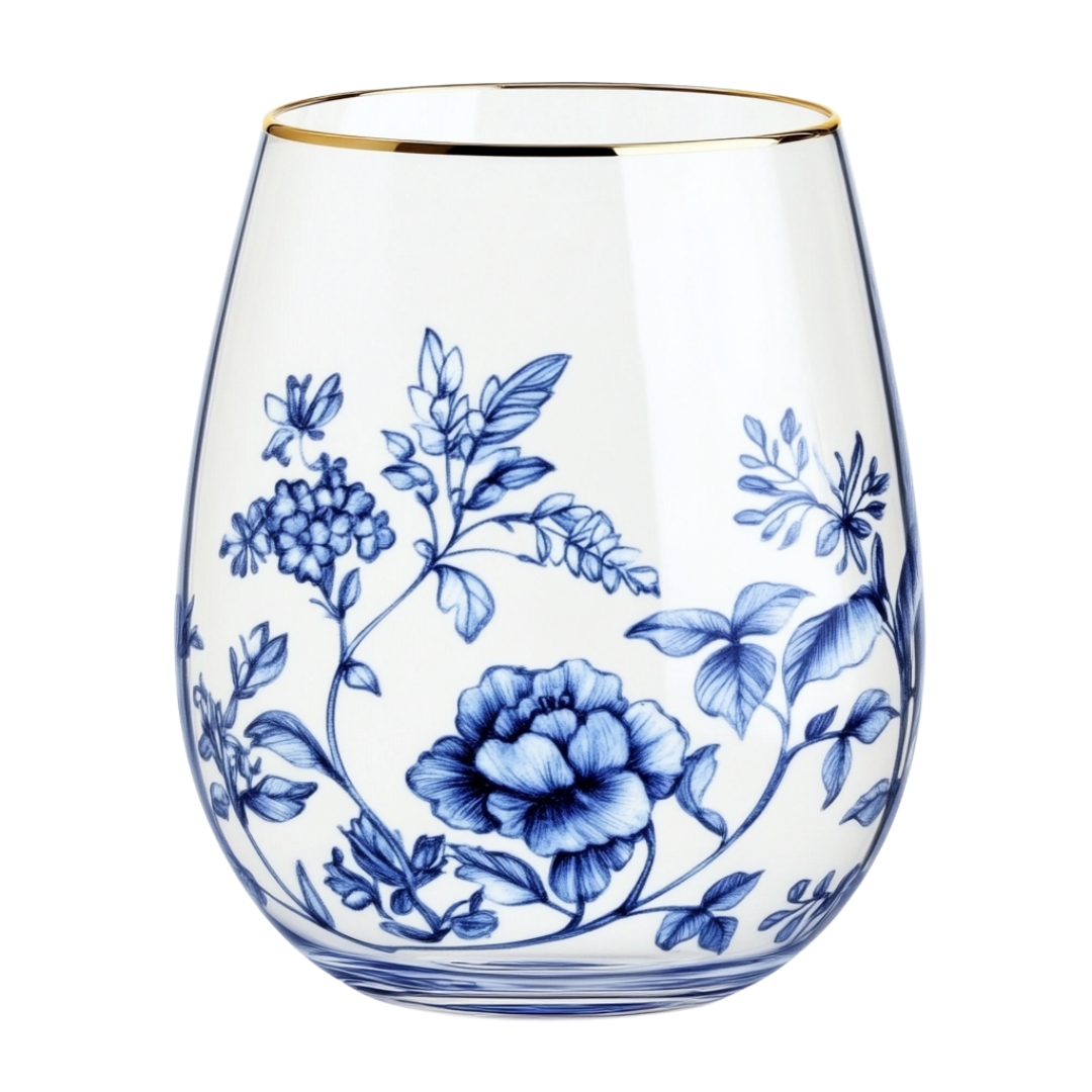 ‘Timeless Blossoms’ Stemless Wine Glass
