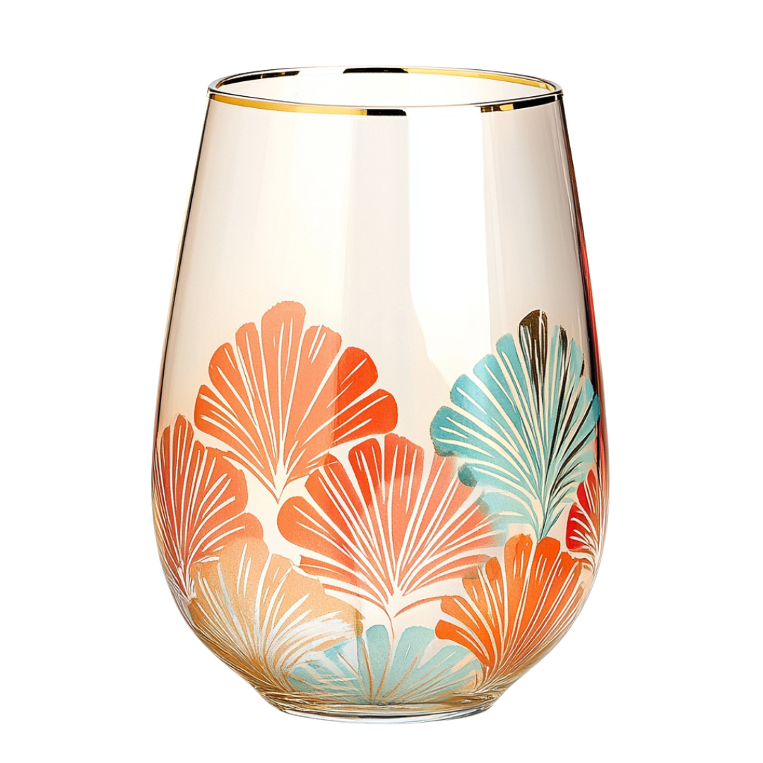 ‘Sunset Palms’ Stemless Wine Glass