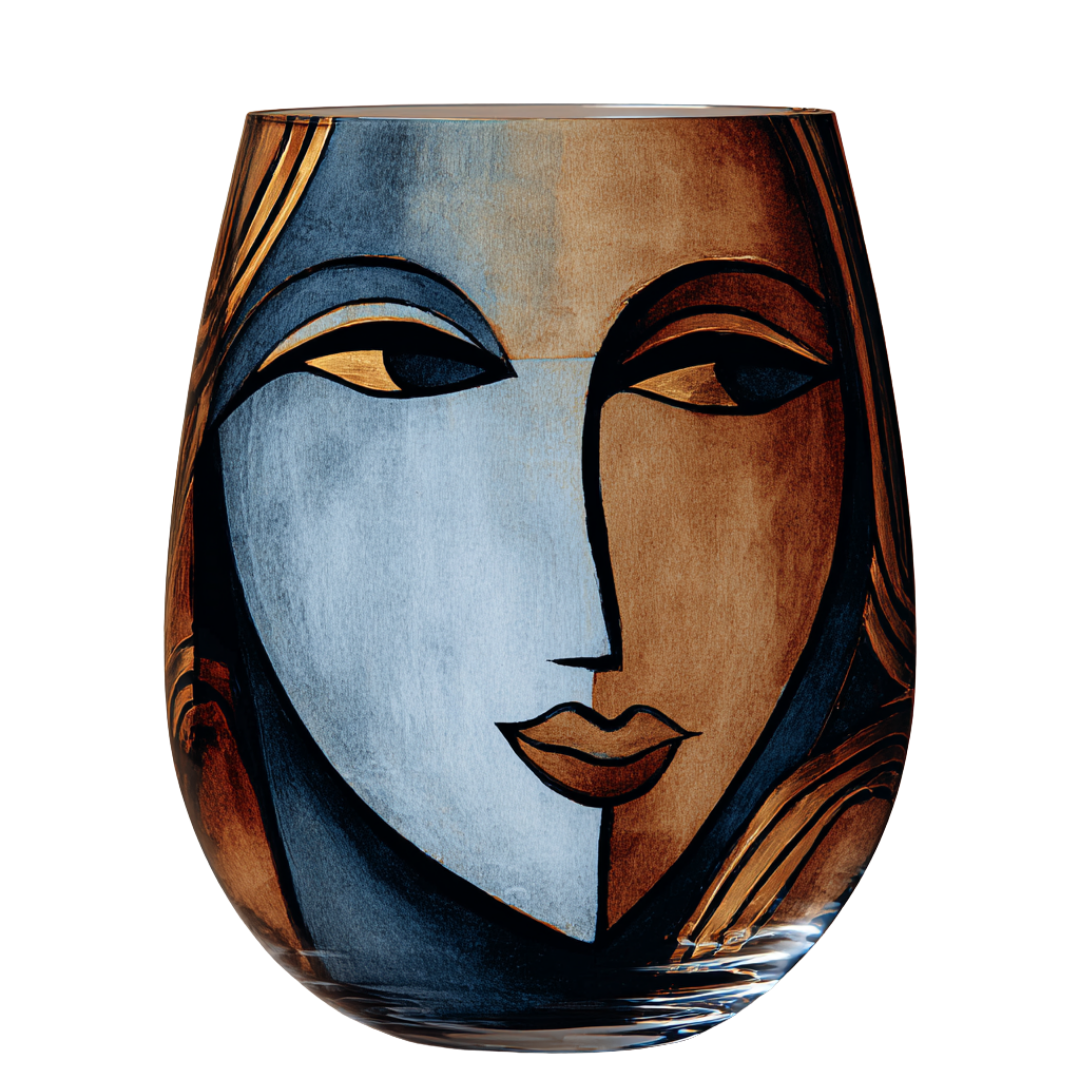 'Dreaming Faces' Stemless Wine Glasses