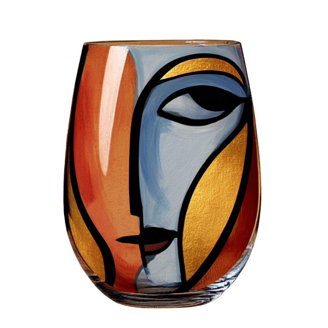 'Dreaming Faces' Stemless Wine Glasses
