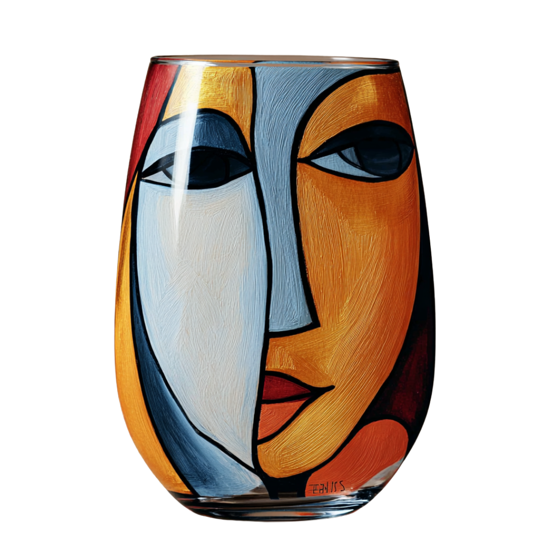 'Dreaming Faces' Stemless Wine Glasses