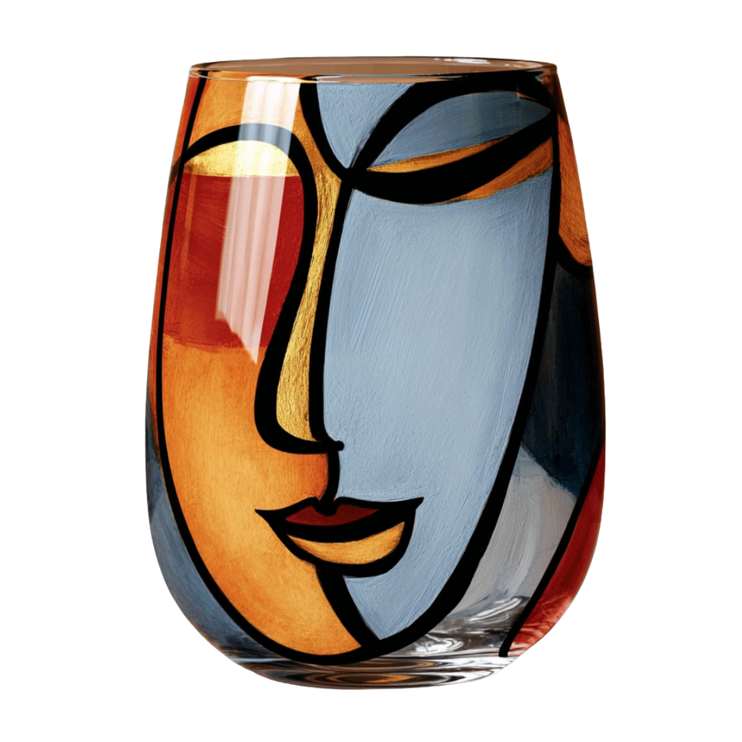 'Dreaming Faces' Stemless Wine Glasses