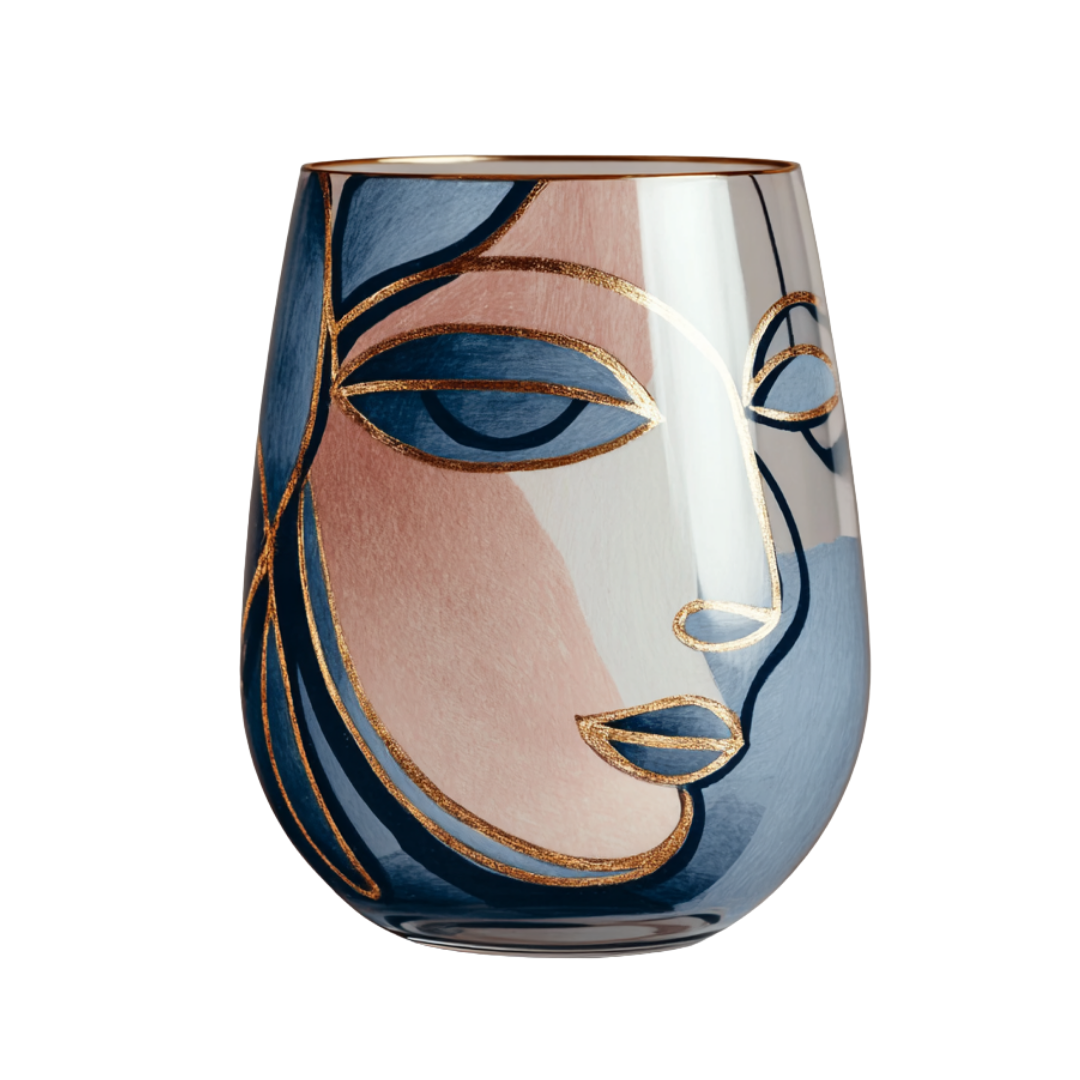 'Dreaming Faces' Stemless Wine Glasses
