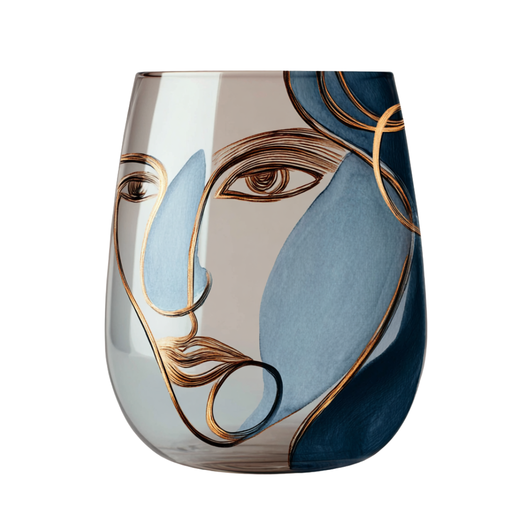 'Dreaming Faces' Stemless Wine Glasses