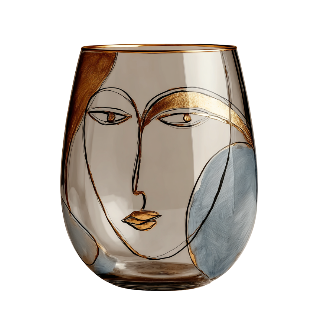 'Dreaming Faces' Stemless Wine Glasses