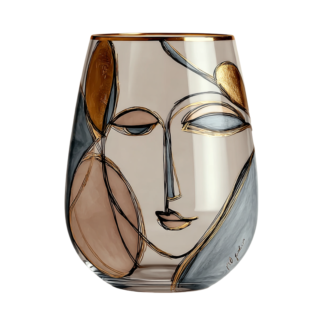'Dreaming Faces' Stemless Wine Glasses