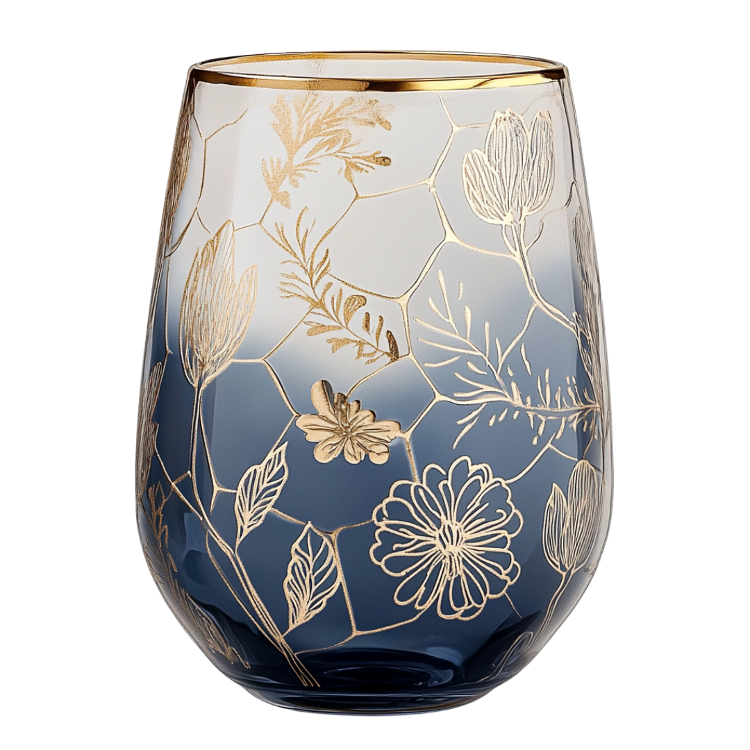 ‘Midnight Garden’ Stemless Wine Glass