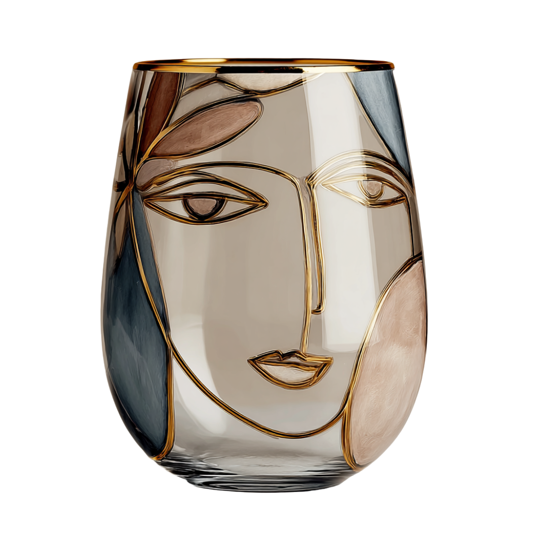 'Dreaming Faces' Stemless Wine Glasses
