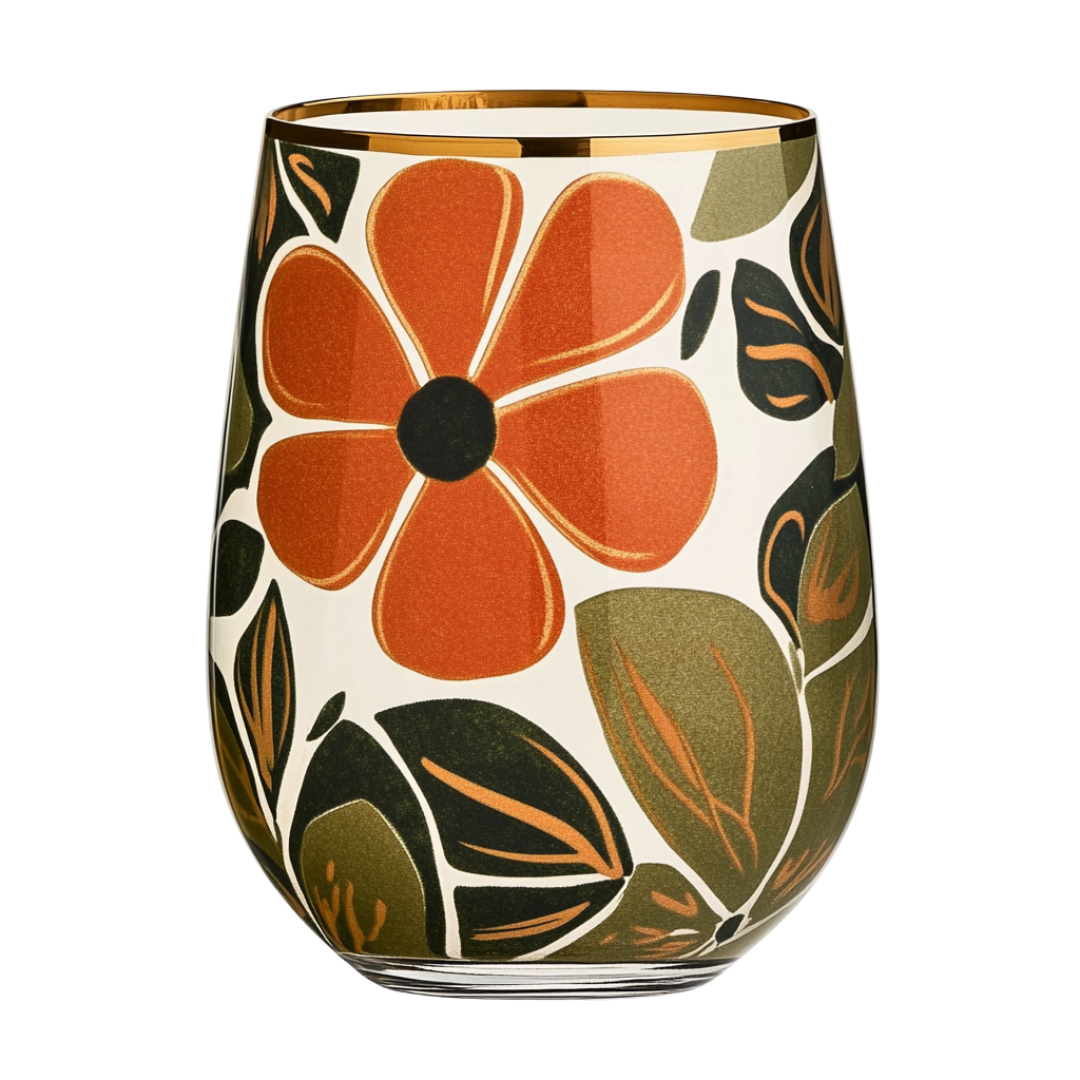 ‘Earthly Petals’ Stemless Wine Glass