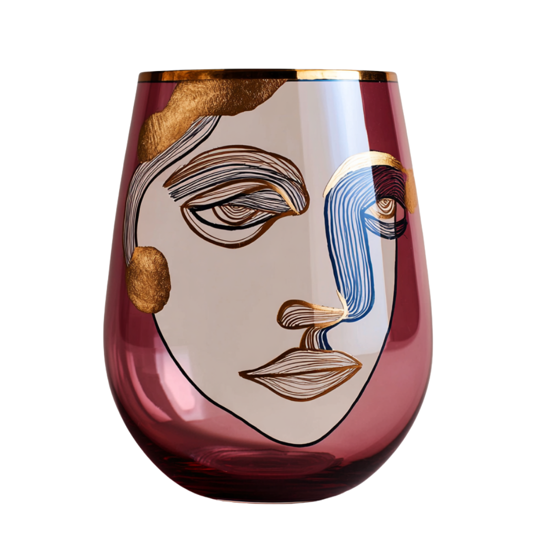 'Dreaming Faces' Stemless Wine Glasses
