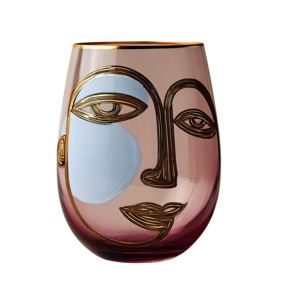 'Dreaming Faces' Stemless Wine Glasses
