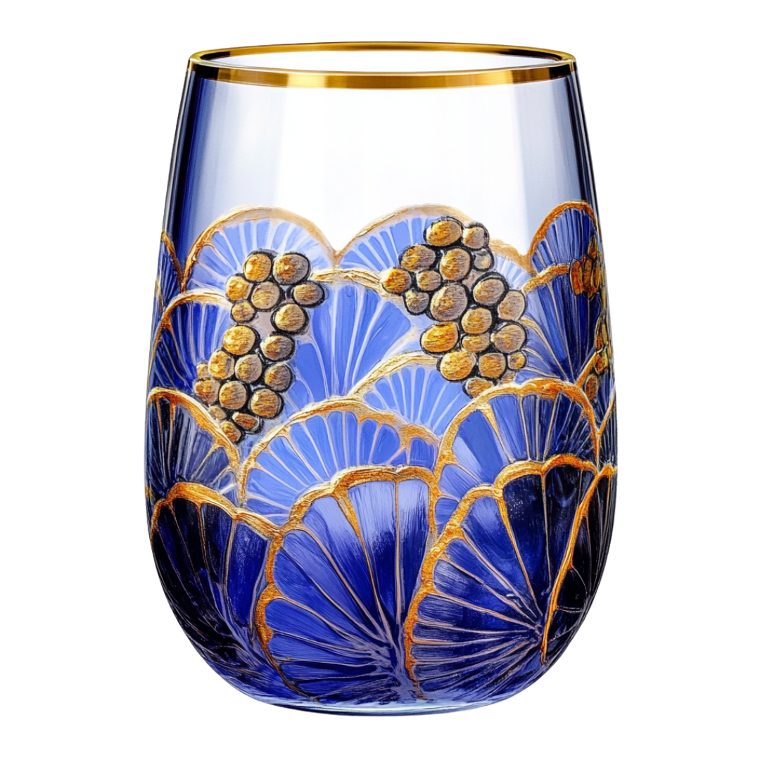 ‘Midnight Palms’ Stemless Wine Glass