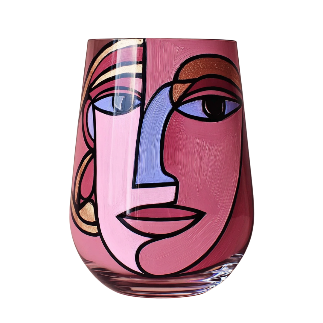 'Dreaming Faces' Stemless Wine Glasses