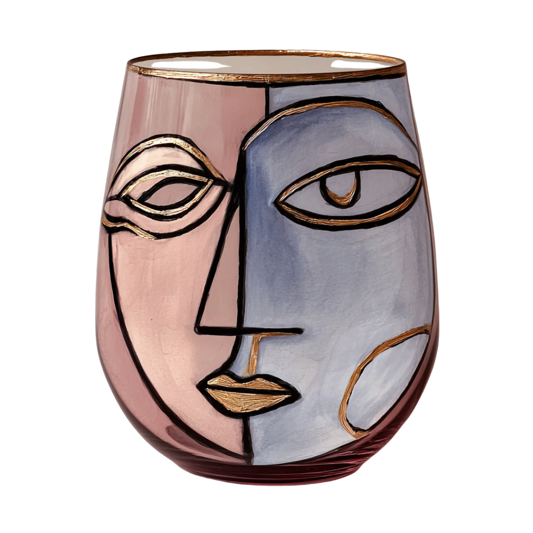 'Dreaming Faces' Stemless Wine Glasses