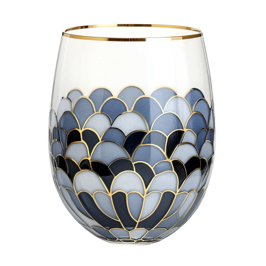 ‘Retro Blossom’ Stemless Wine Glass
