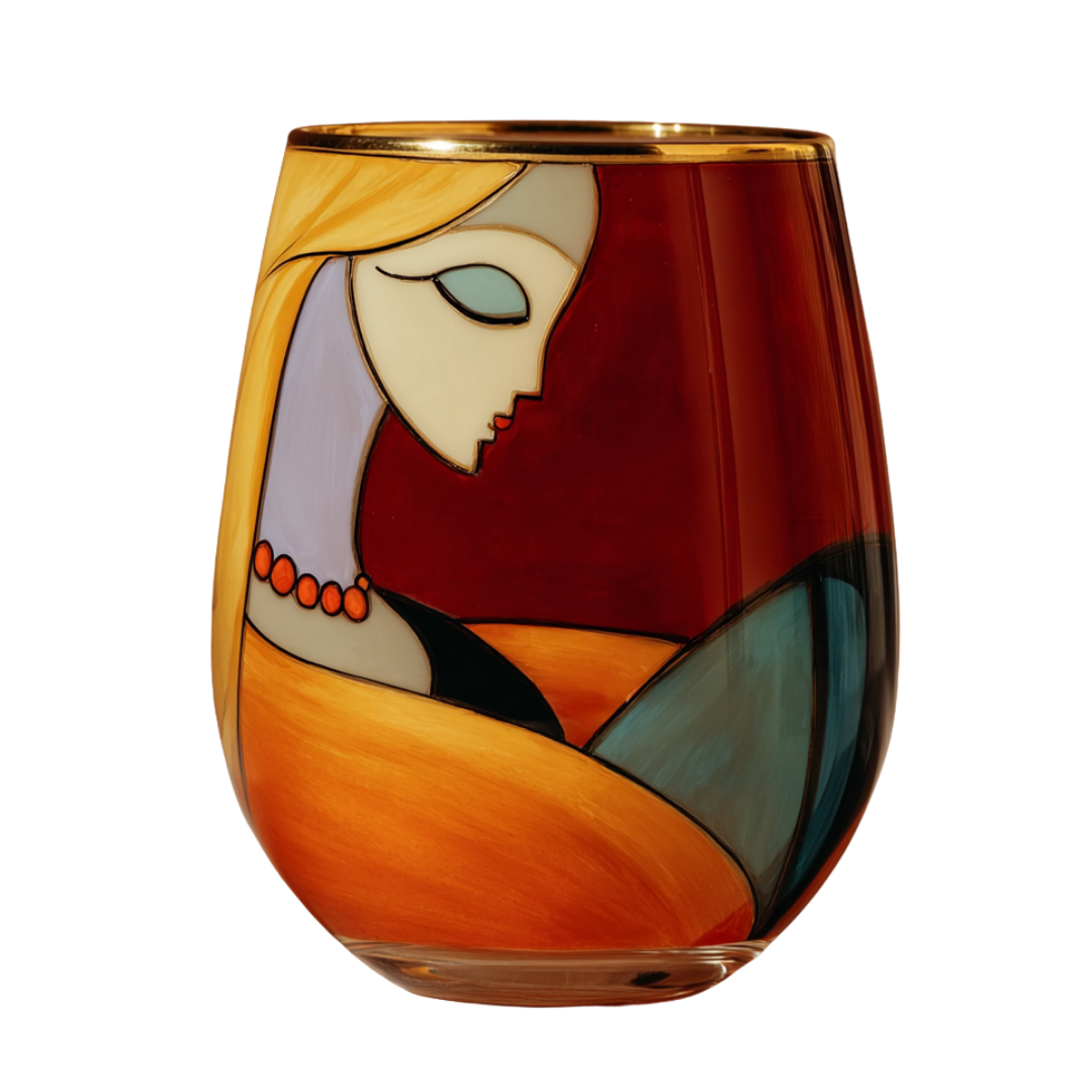 'Dreaming Faces' Stemless Wine Glasses