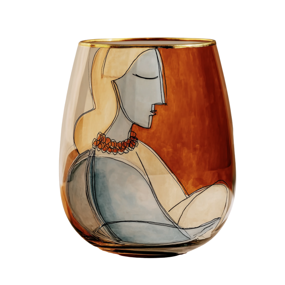 'Dreaming Faces' Stemless Wine Glasses
