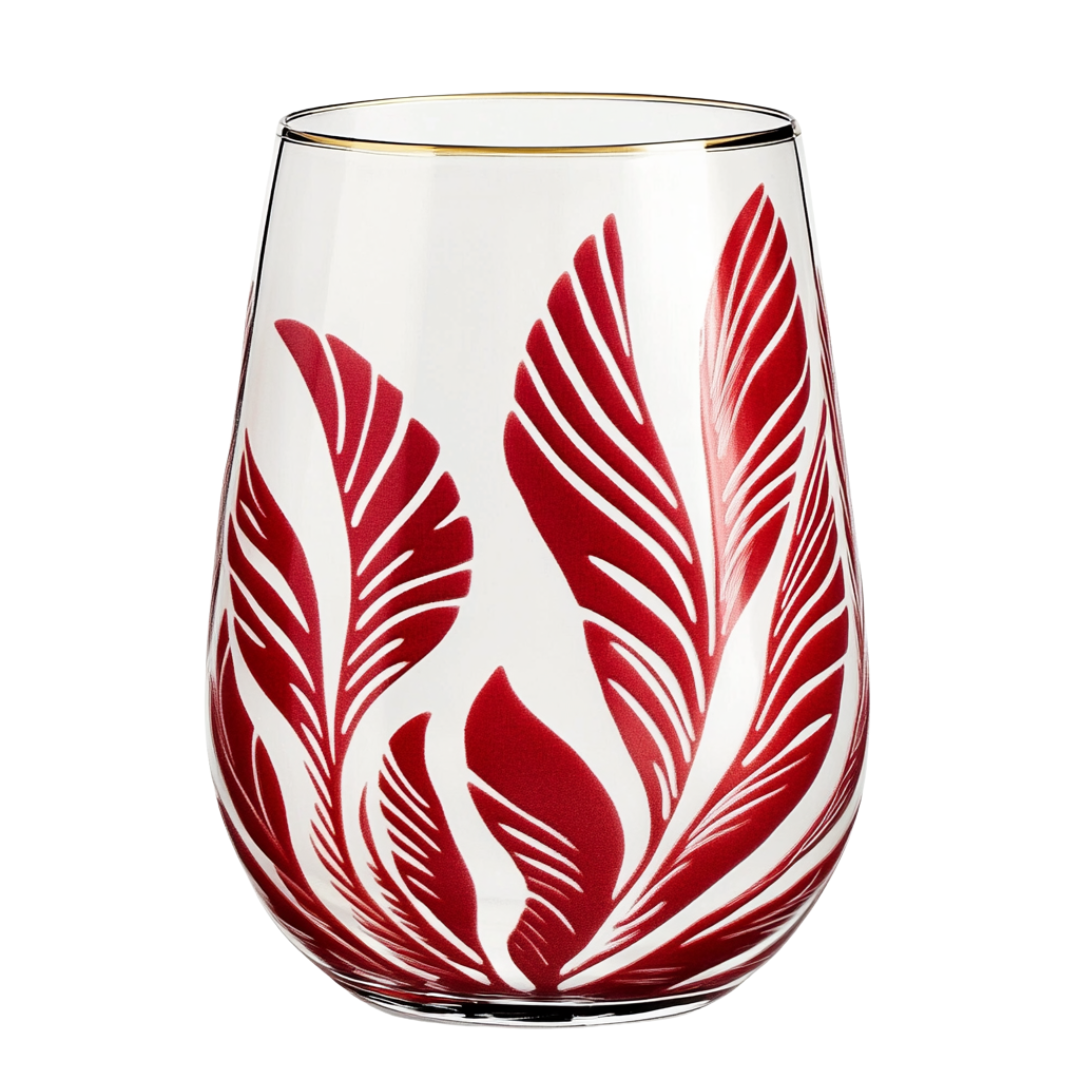 ‘Crimson Fern’ Stemless Wine Glass