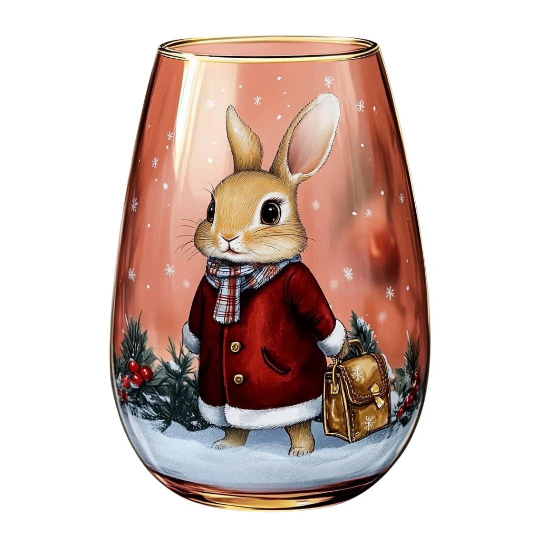‘Snowy Stroll’ Stemless Wine Glass