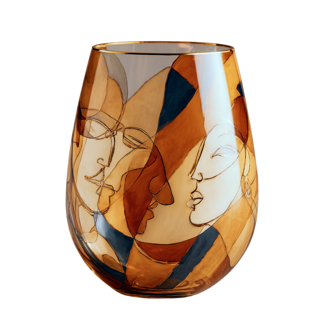 'Dreaming Faces' Stemless Wine Glasses