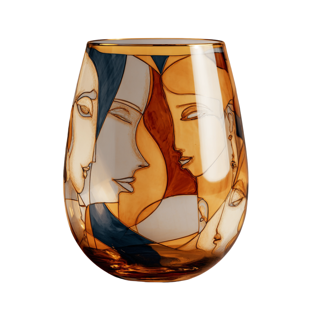 'Dreaming Faces' Stemless Wine Glasses