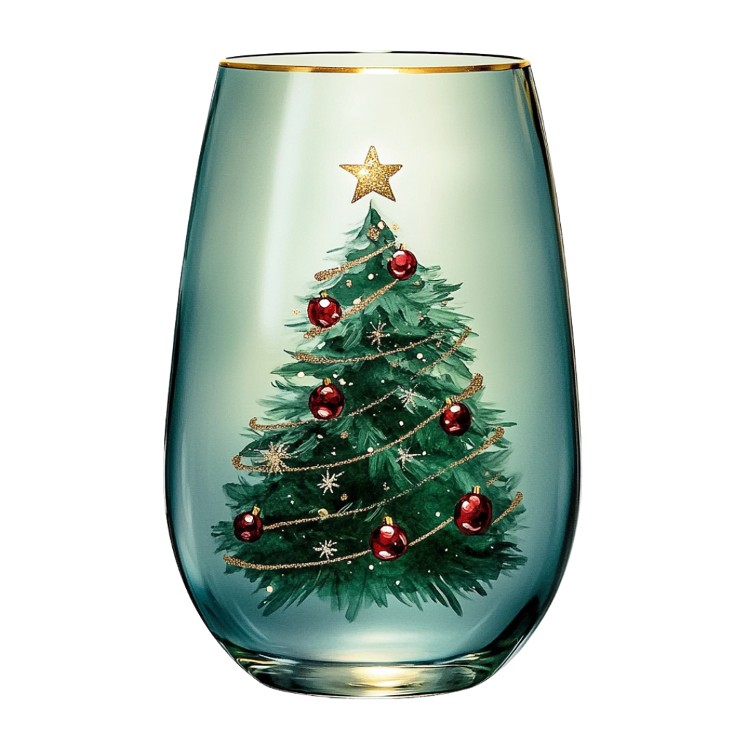 ‘Evergreen Glow’ Stemless Wine Glass