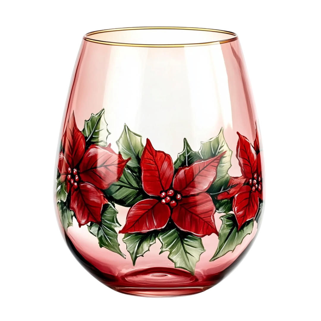 ‘Holiday Bloom’ Stemless Wine Glass