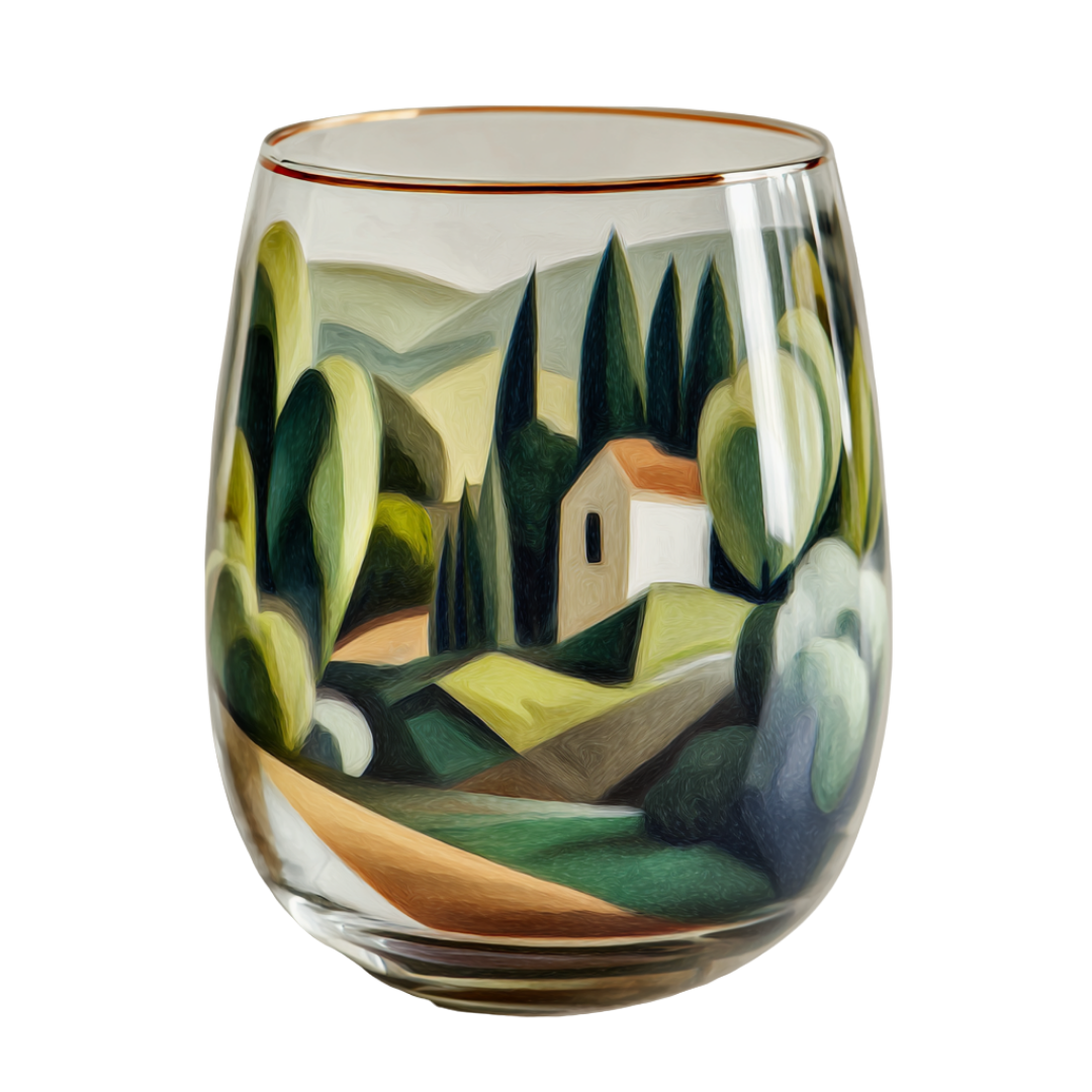 'Emerald Visage' Stemless Wine Glasses