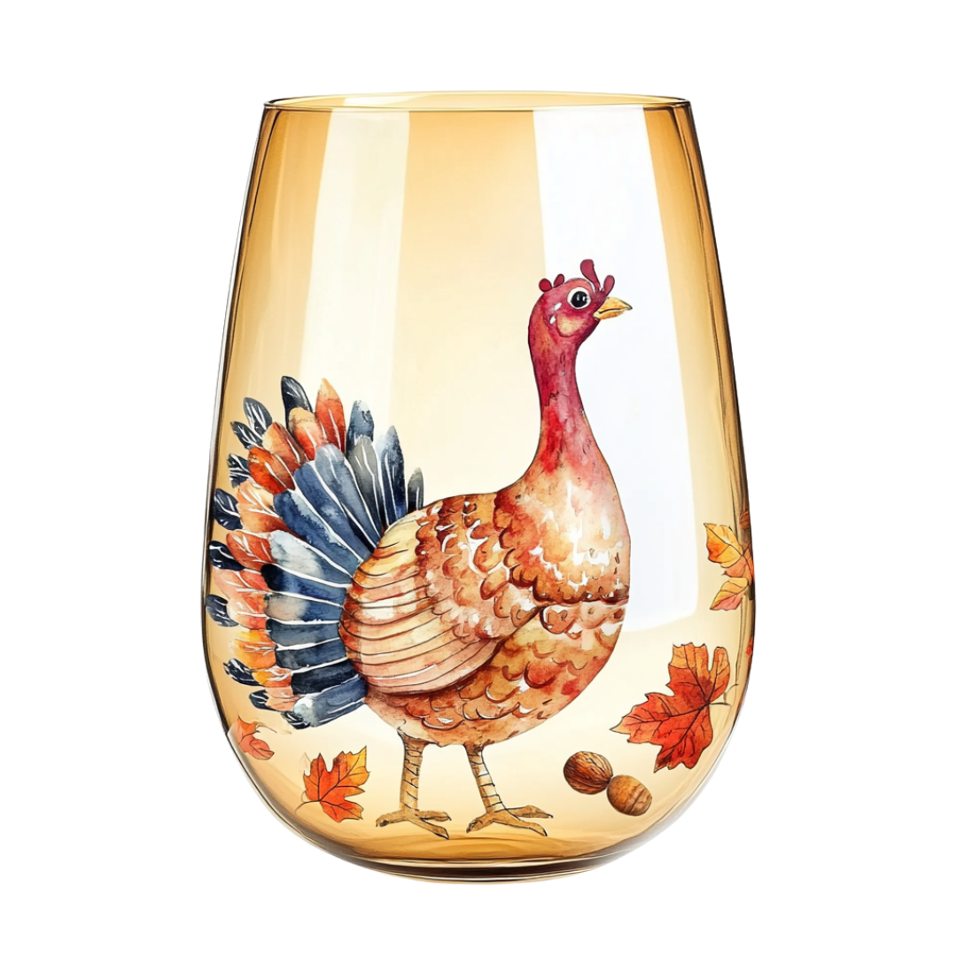 ‘Golden Turkey’ Stemless Wine Glass