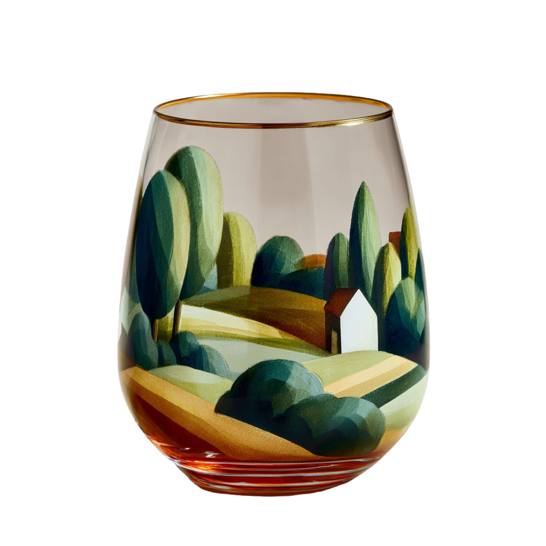 'Emerald Visage' Stemless Wine Glasses