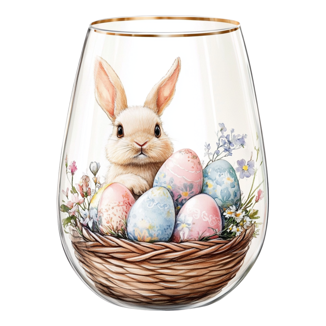 ‘Easter Bunny’ Stemless Wine Glass