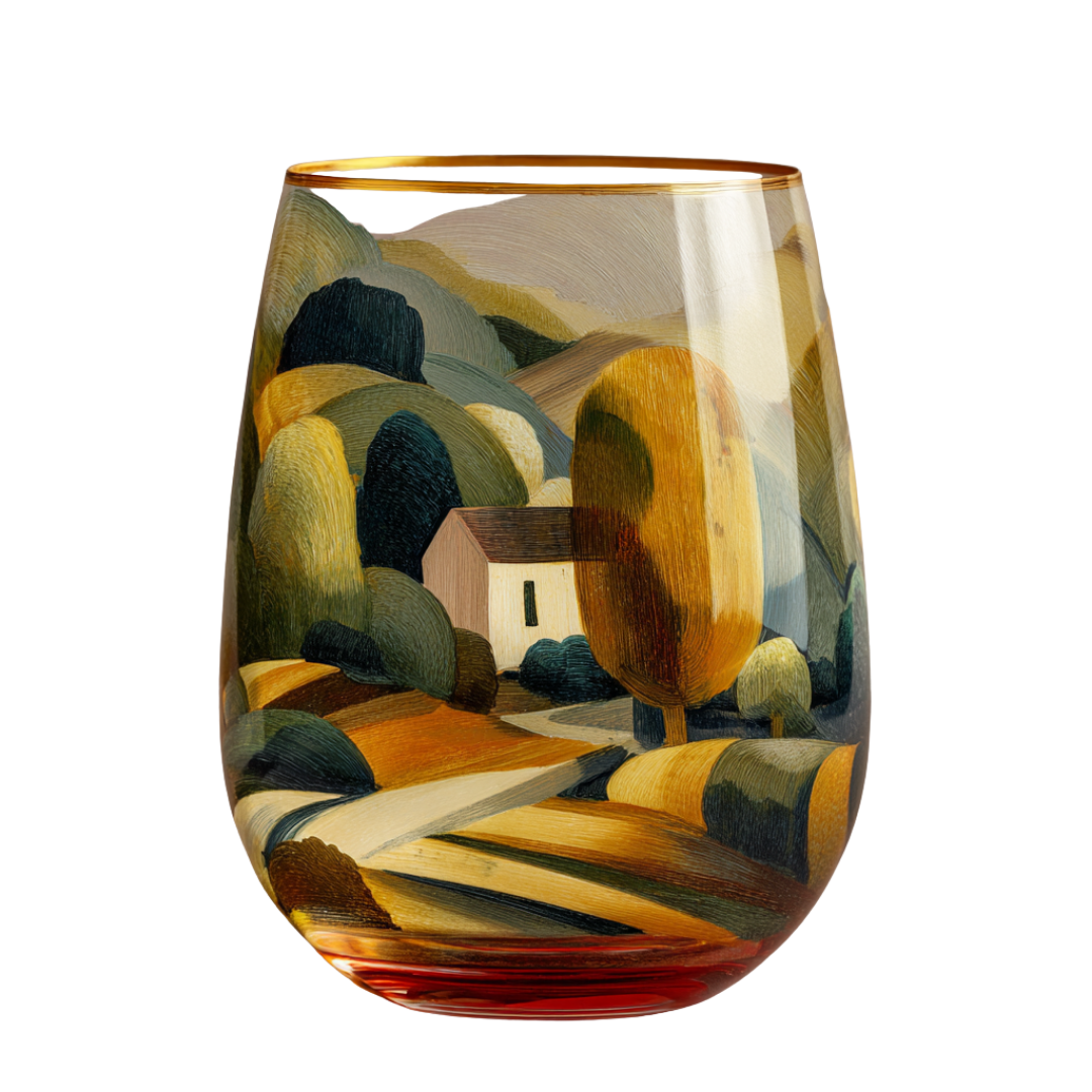 'Emerald Visage' Stemless Wine Glasses